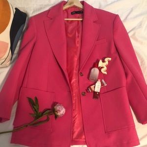 Zara Long Oversized Blazer in Pink